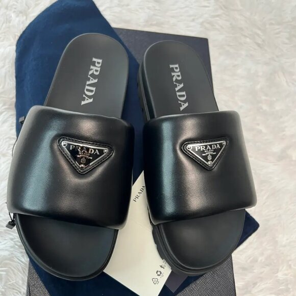 Prada Shoes - Prada Padded nappa leather slides black UK 6/ women 8